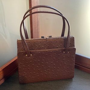 Vintage handbag purse silver accents electric navy blue satin interior